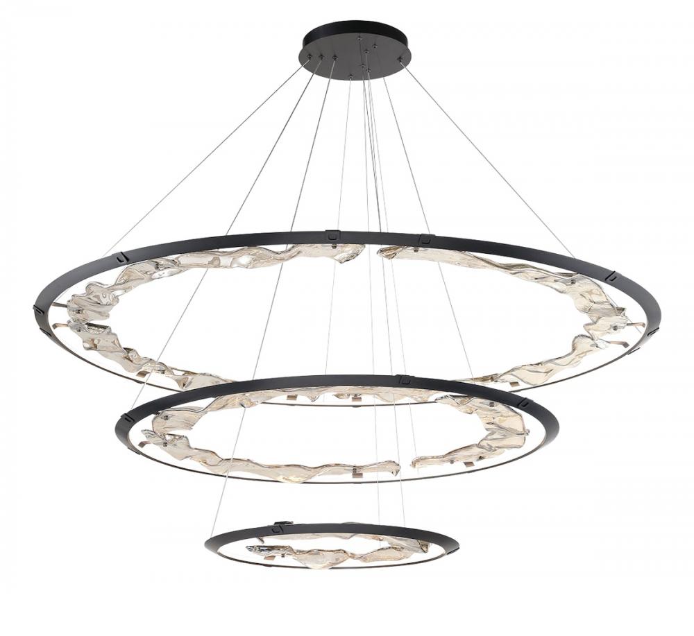 Nettuno,3 Tier LED Chandelier, Painted Brushed Grey