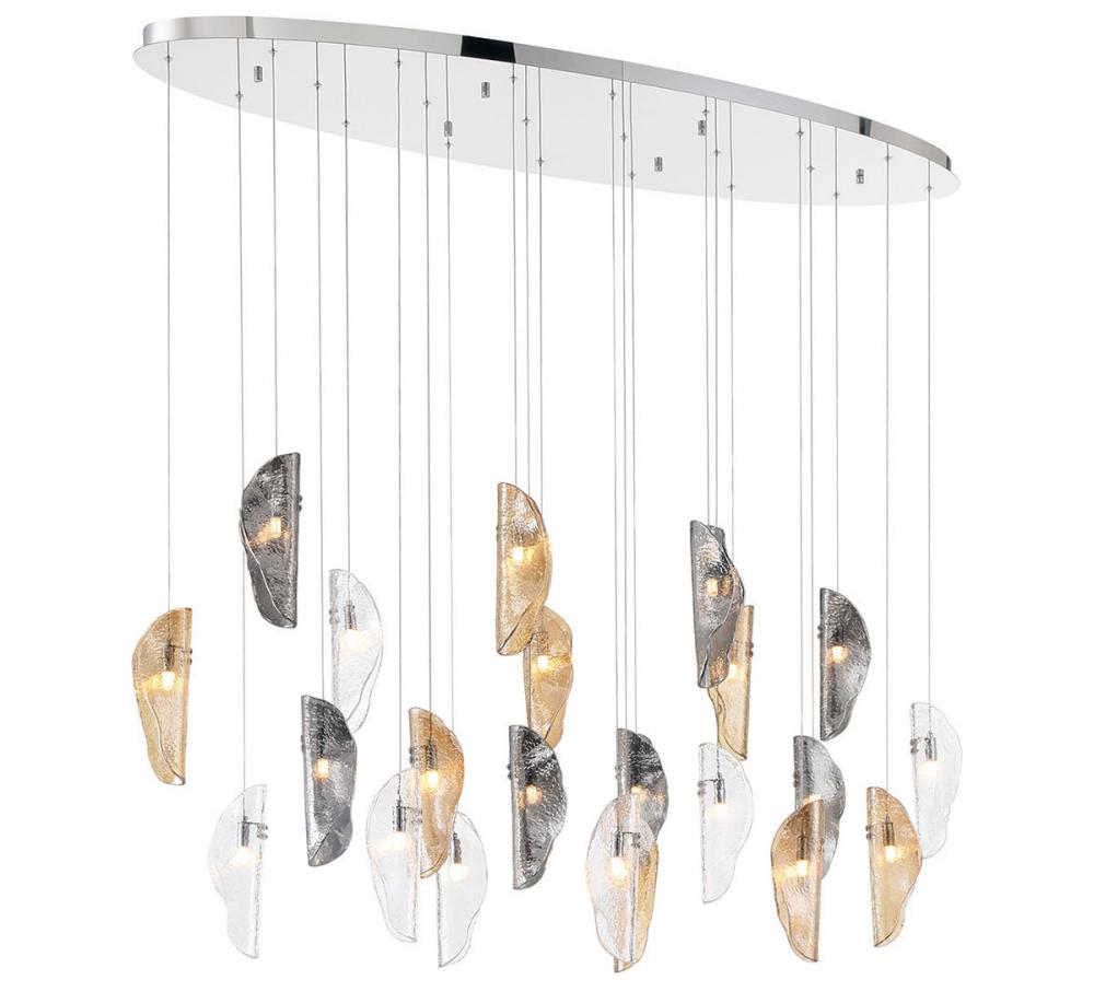 Sorrento, 22 Light Oval LED Chandelier, Mixed,Chrome Canopy