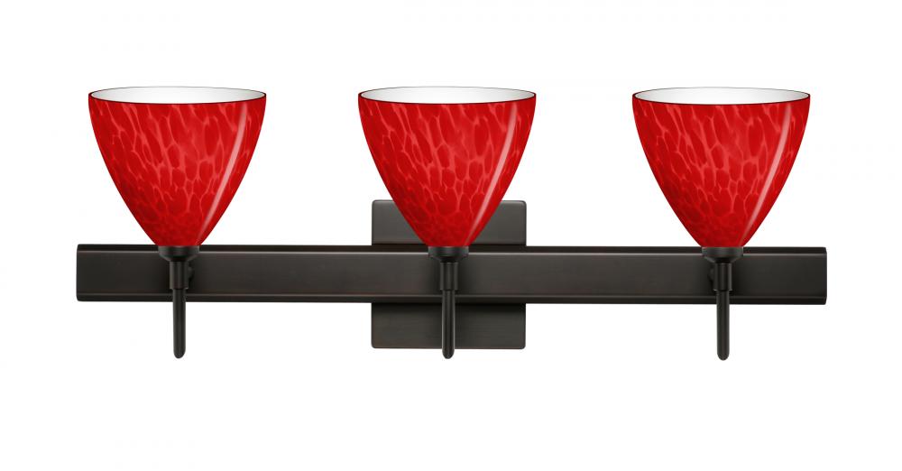 Besa Wall With SQ Canopy Mia Bronze Red Cloud 3x5W LED