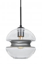 Besa Lighting 1JT-HULA8SL-EDIL-BK - Besa, Hula 8 Cord Pendant, Clear/Silver, Black Finish, 1x8W LED Filament