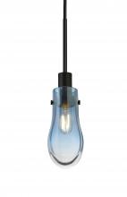 Besa Lighting 1JT-WISHBL-EDIL-BK - Besa, Wish Cord Pendant, Blue/Clear, Black Finish, 1x4W LED Filament