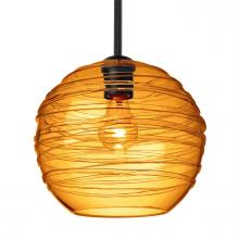 Besa Lighting 1TT-462782-EDIL-BK - Besa Wave 10 Stem Pendant Black Amber 1x8W LED Filament