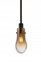 Besa Lighting 1TT-WISHAM-EDIL-BK - Besa, Wish Stem Pendant, Amber/Clear, Black Finish, 1x4W LED Filament