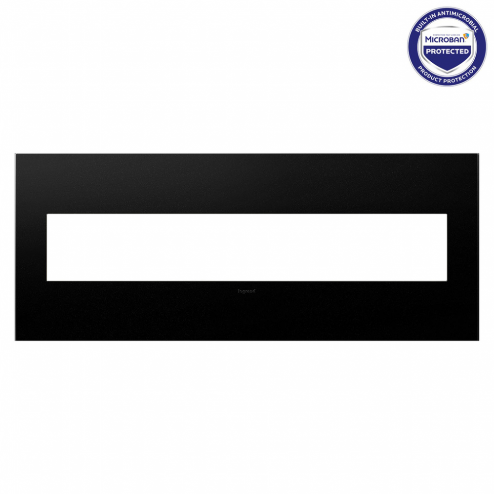 adorne Graphite Six-Gang Screwless Wall Plate with Microban