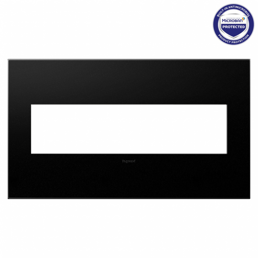 adorne Graphite Four-Gang Screwless Wall Plate with Microban