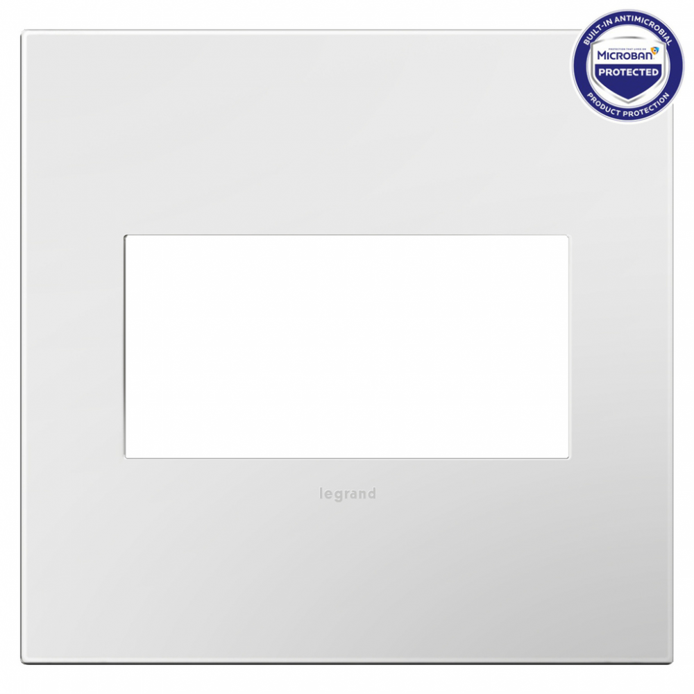 adorne Matte White Two-Gang Screwless Wall Plate with Microban