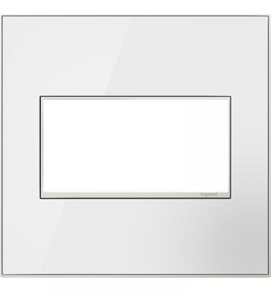 adorne Mirror White Two-Gang Screwless Wall Plate