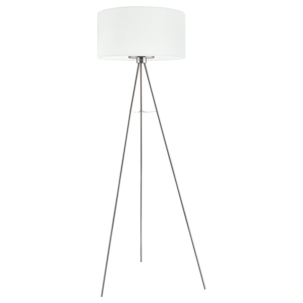 Fondachelli - Floor Lamp Matte Nickel Finish w/ White Fabric Shade, 60W