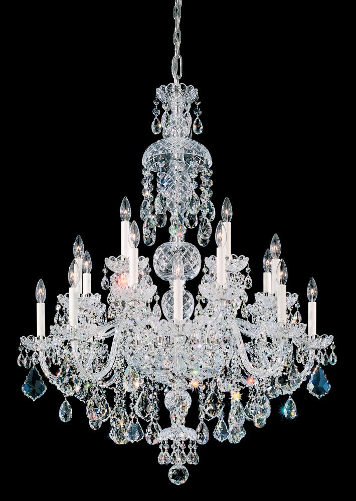 Olde World 25 Light 120V Chandelier in Polished Silver with Heritage Handcut Crystal