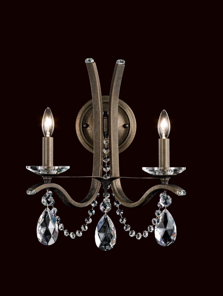 Vesca 2 Light 120V Wall Sconce in French Gold with Heritage Handcut Crystal