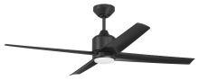 Craftmade QUL52FB4 - Quell 52" 4-Blade Indoor/Outdoor (Damp) Ceiling Fan, Flat Black Finish, Flat Black Blades