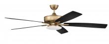 Craftmade S112SB5-60BWNFB - Super Pro 112 60" 5-Blade Ceiling Fan in Satin Brass w/ Black Walnut/Flat Black Blades