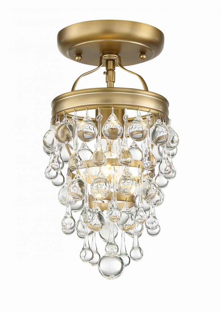 Calypso 1 Light Crystal Teardrop Vibrant Gold Semi Flush Mount