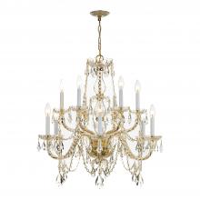 Crystorama 1135-PB-CL-S - Traditional Crystal 12 Light Swarovski Strass Crystal Polished Brass Chandelier