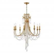 Crystorama ARC-1908-GA-CL-MWP - Arcadia 26.75'' Antique Gold Chandelier
