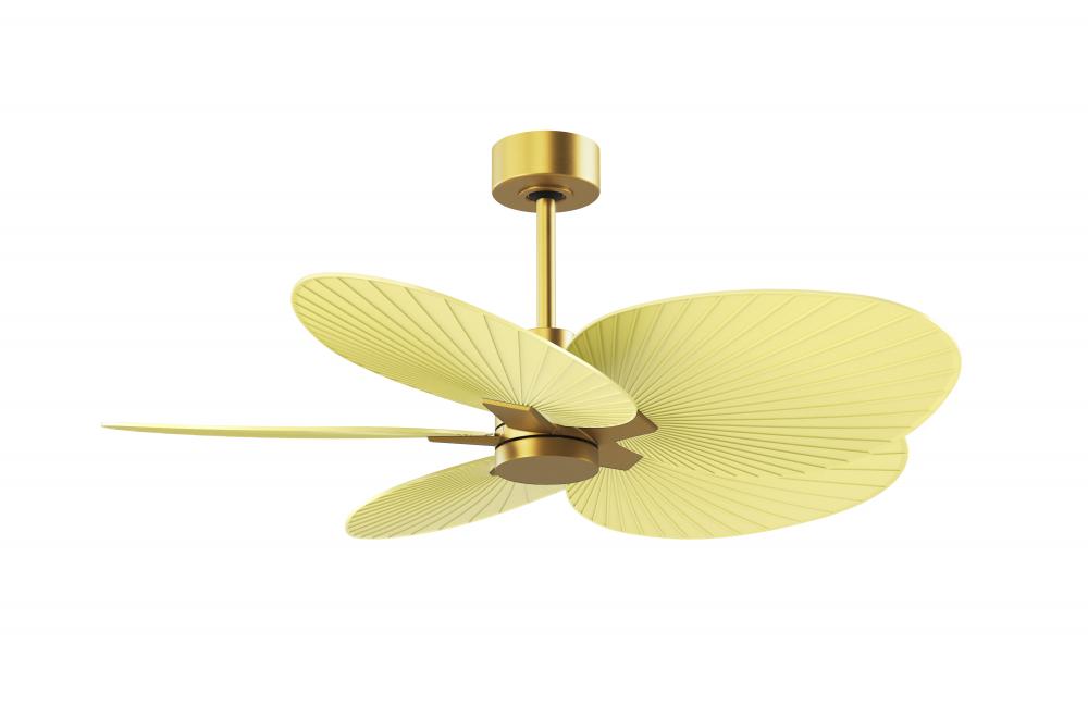 Alessandra Tropical - Five Blade Ceiling Fan - Brushed Brass Finish - Light Yellow Blades
