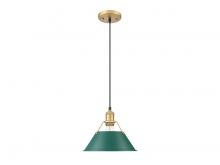 Golden 3306-M BCB-GN - Orwell 10" Wide Medium Pendant in Brushed Champagne Bronze with Pine Green