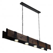 CWI Lighting 9748P59-4-101 - Pago 4 Light 59in Black & Wood Drum Shade Island Light
