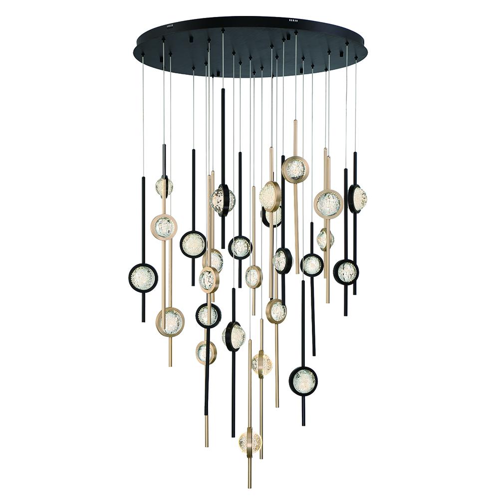 Barletta 26 Light Chandelier in Mixed Black + Brass