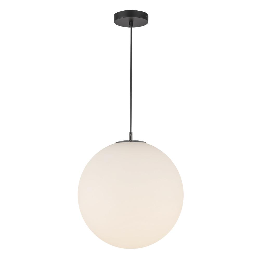 Marco 16-in,196-in Black/Opal Glass LED Pendant