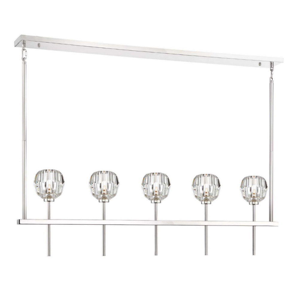 Parisian 46" 5-Light, Crystal Linear in Polished Nickel