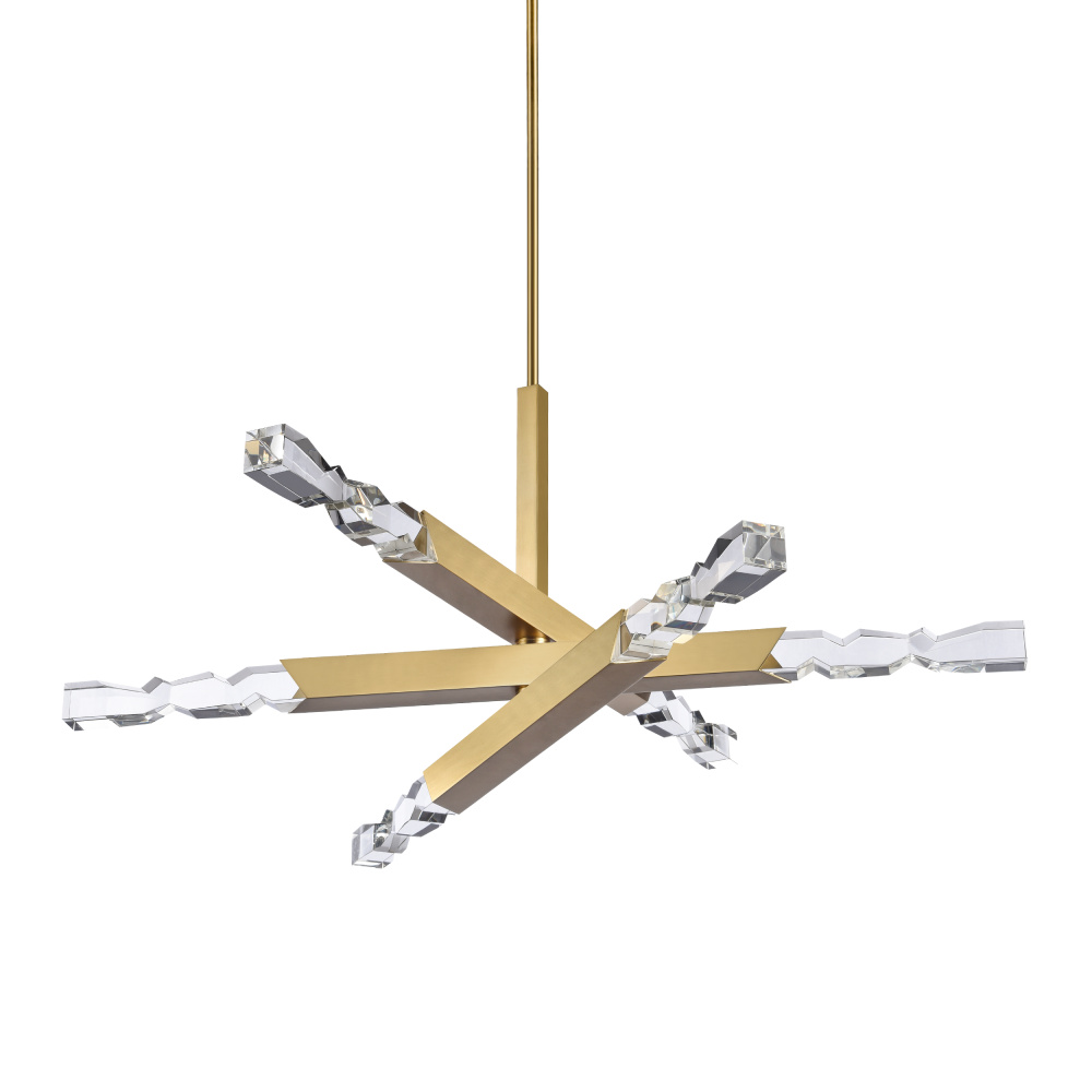 Mamadim 48" LED 6-Light, Crystal Chandelier in Aged Brass