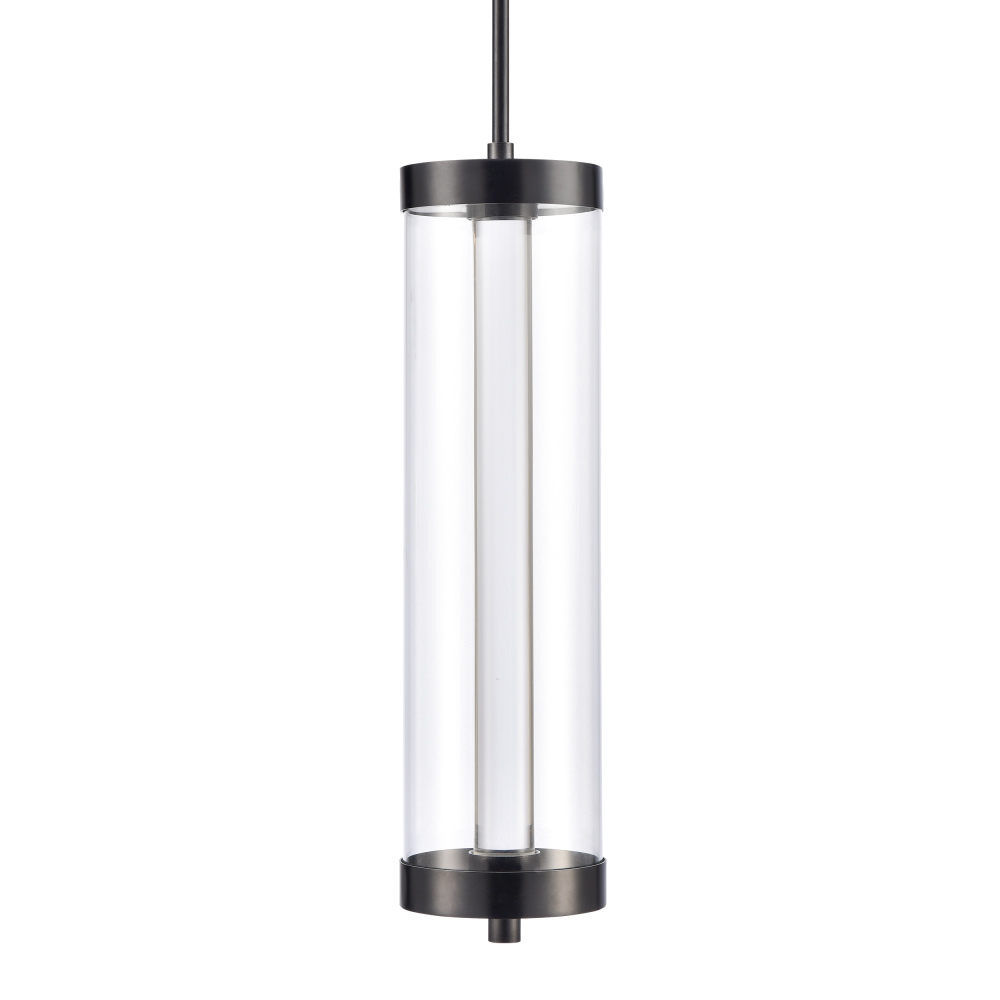 Claro Outdoor LED 35" Round Glass Crystal Pendant in Matte Black