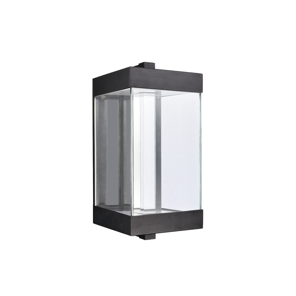 Claro Outdoor LED 12" Square Glass Crystal Sconce in Matte Black