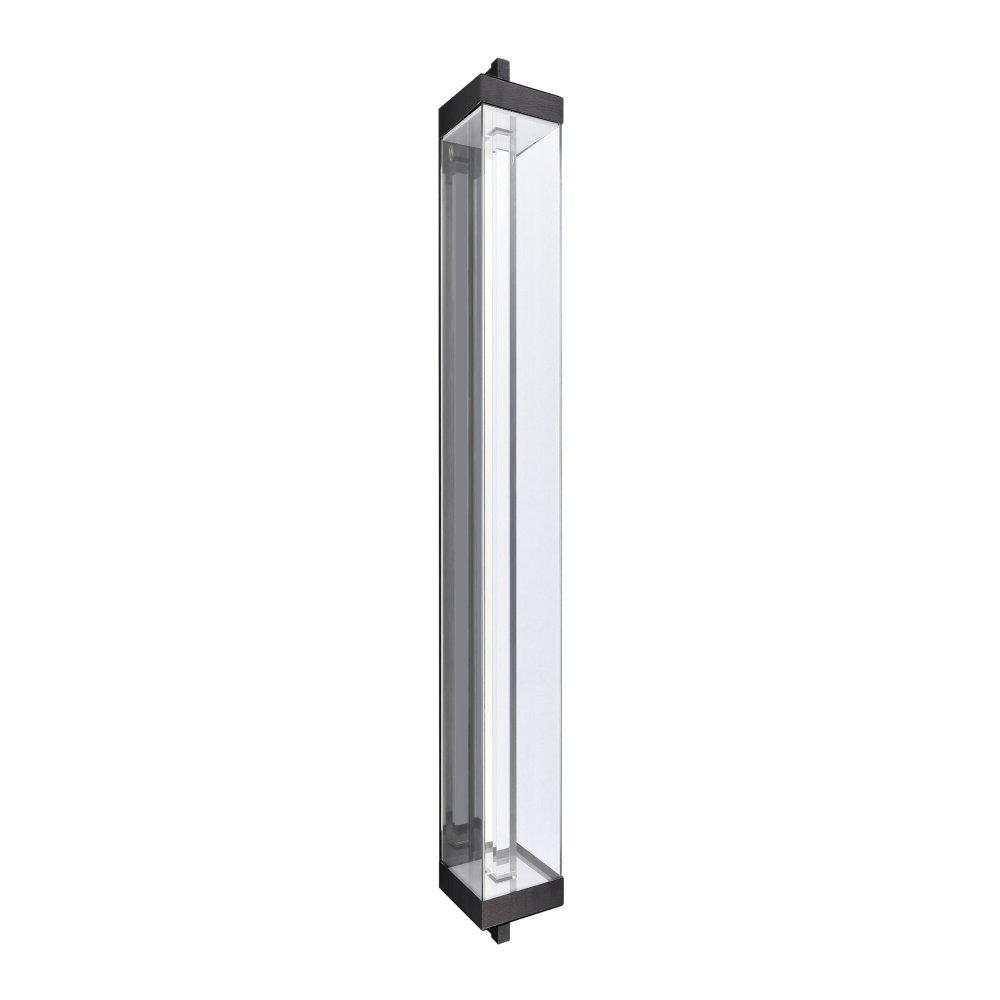 Claro Outdoor LED 72" Square Glass Crystal Sconce in Matte Black