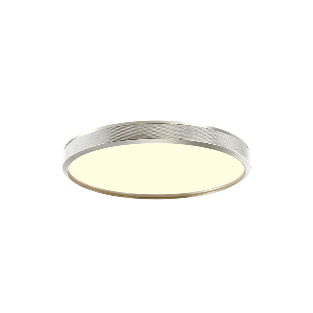 Zigrina 12" Diamond Knurled LED Flush Mount in Polished Nickel