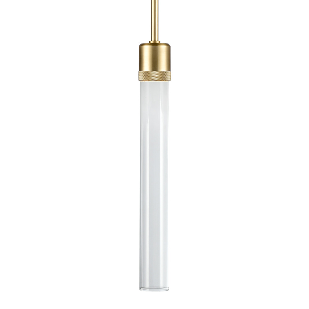 Zigrina 18" Clear Glass LED Pendant with Knurl Ring Aged Brass