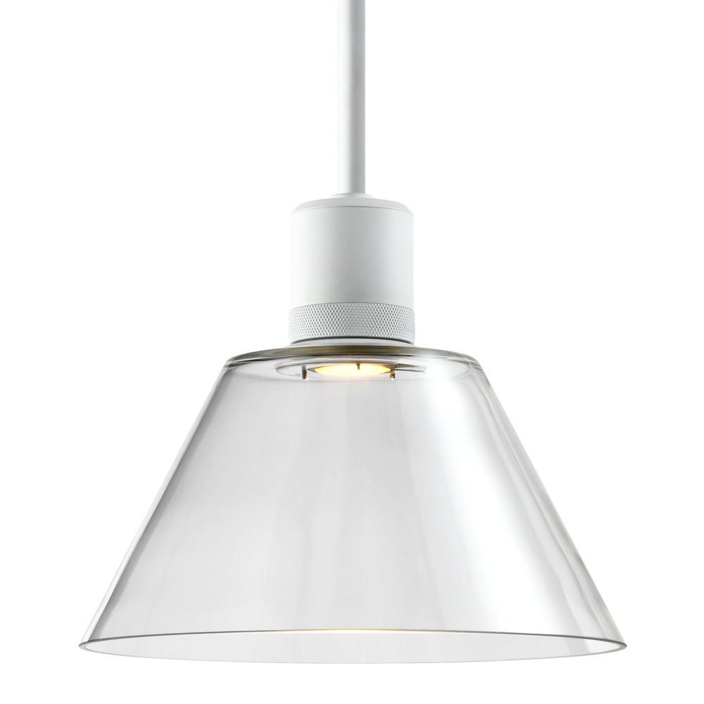 Zigrina Glass Cone LED Pendant with Knurl Ring Matte White