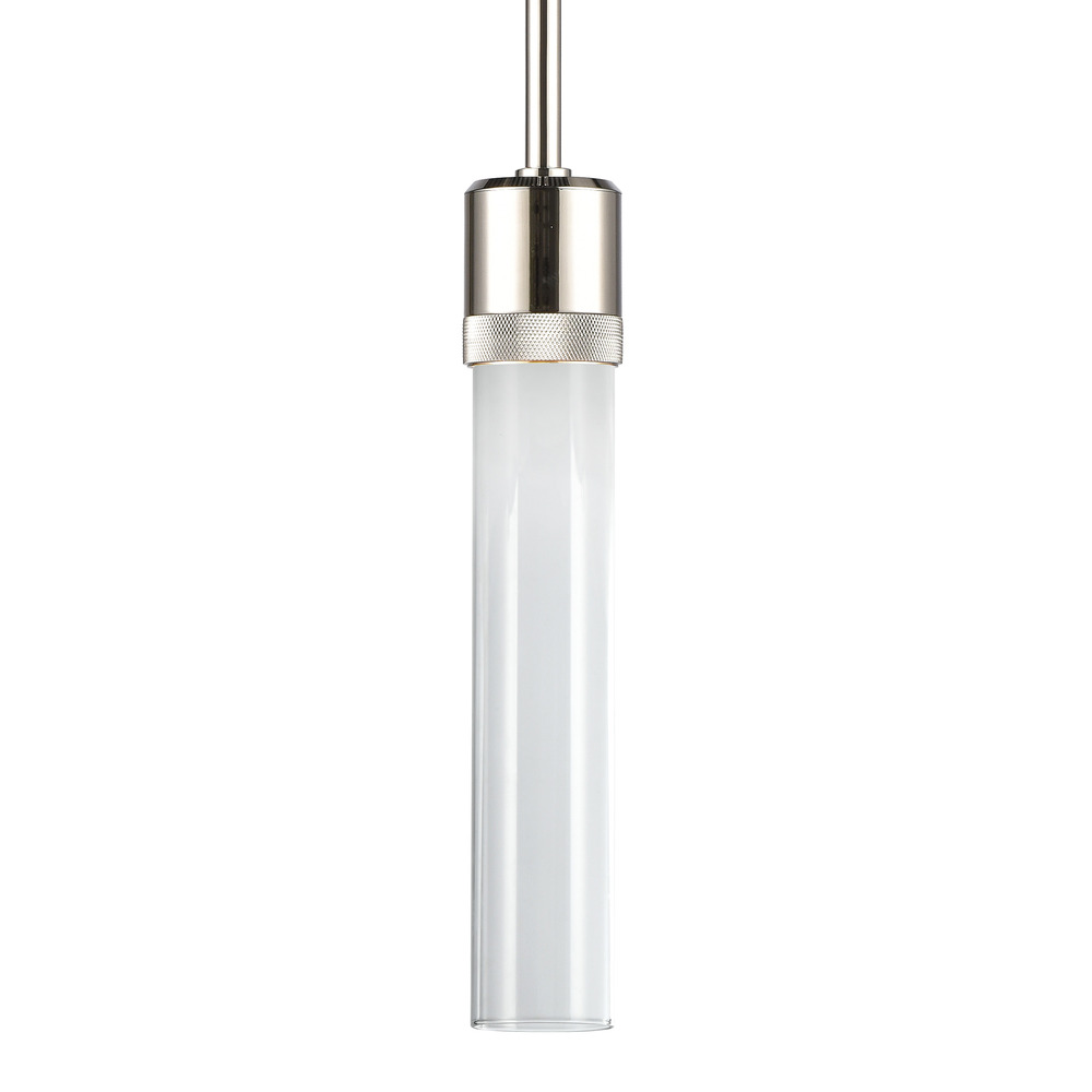 Zigrina 12" Clear Glass LED Pendant with Knurl Ring Polished Nickel