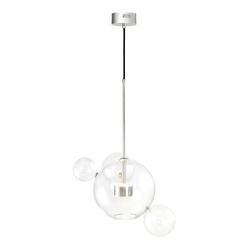 Satellite 22" 2-Light, Glass Multi-Globe Pendant in Polished Nickel