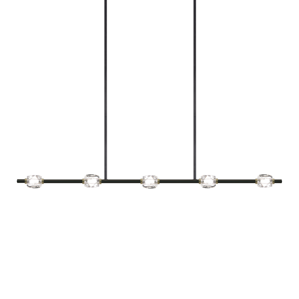 Diamante 47" LED 5-Light, Sleek Crystal Linear in Oxide Black & Brass