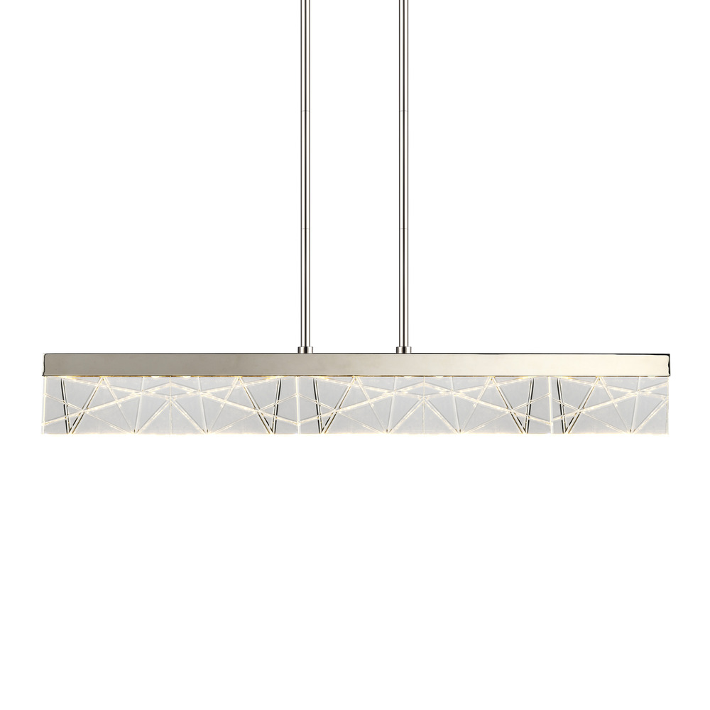 Lucus 43" LED Sleek Crystal Linear Pendant in Polished Nickel