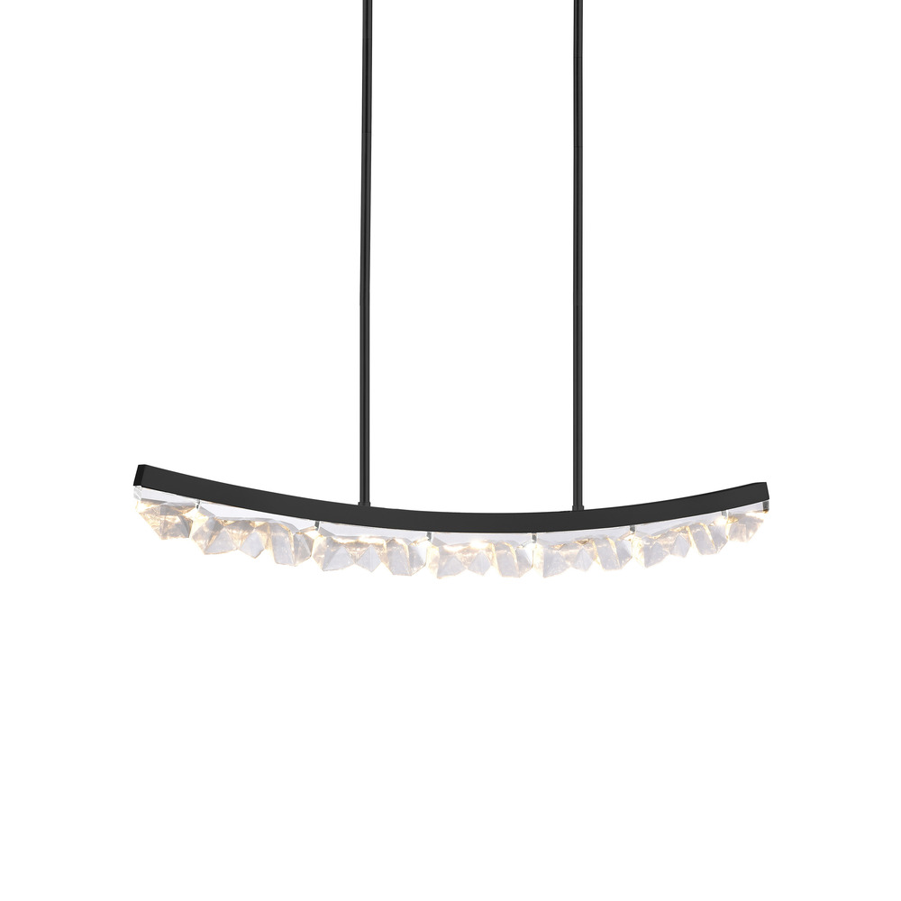 Arcus LED 48" Sleek Curved Crystal Linear in Brushed Black
