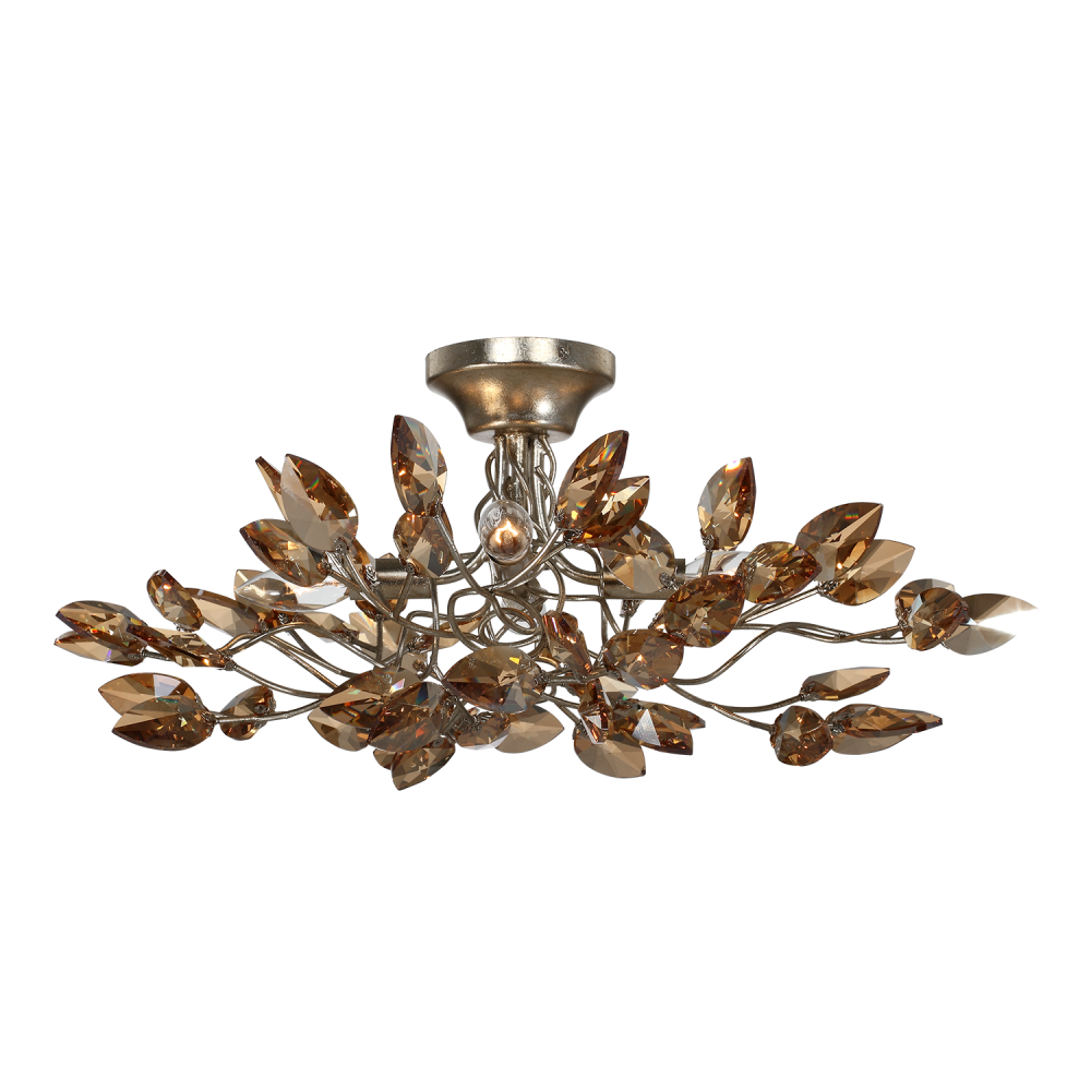 Misthaven 22" 4-Light, Organic Champagne Crystal Semi-Flush in Gold
