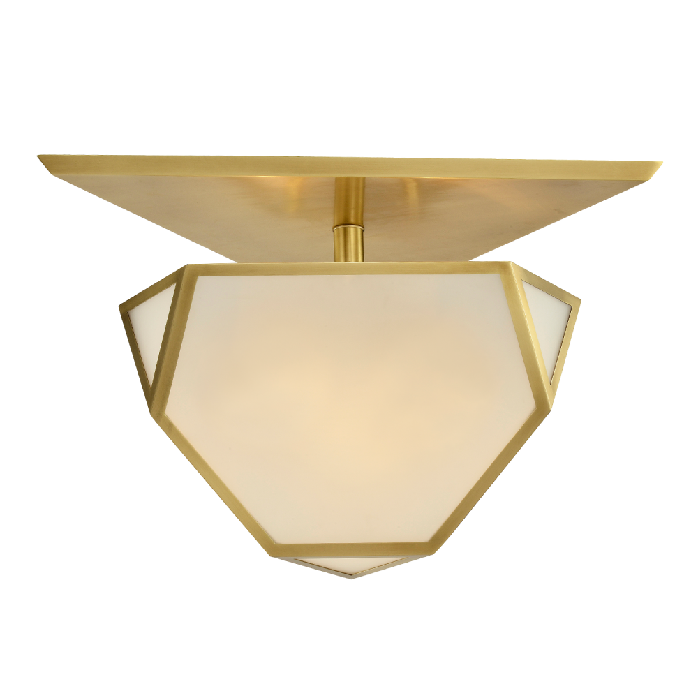 Moonbow 21" 3-Light, Architectural Semi-Flush in Aged Brass