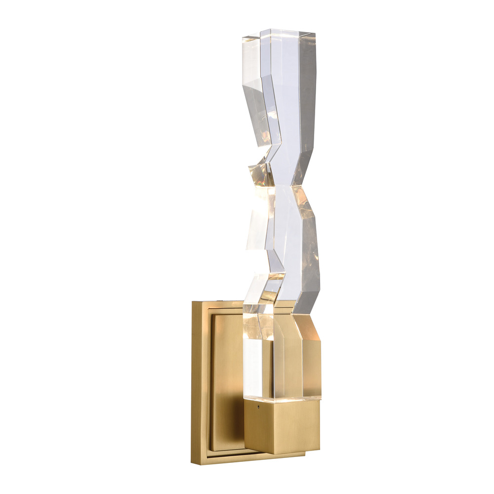 Mamadim LED 2"x2" Single Crystal Wall Sconce in Aged Brass