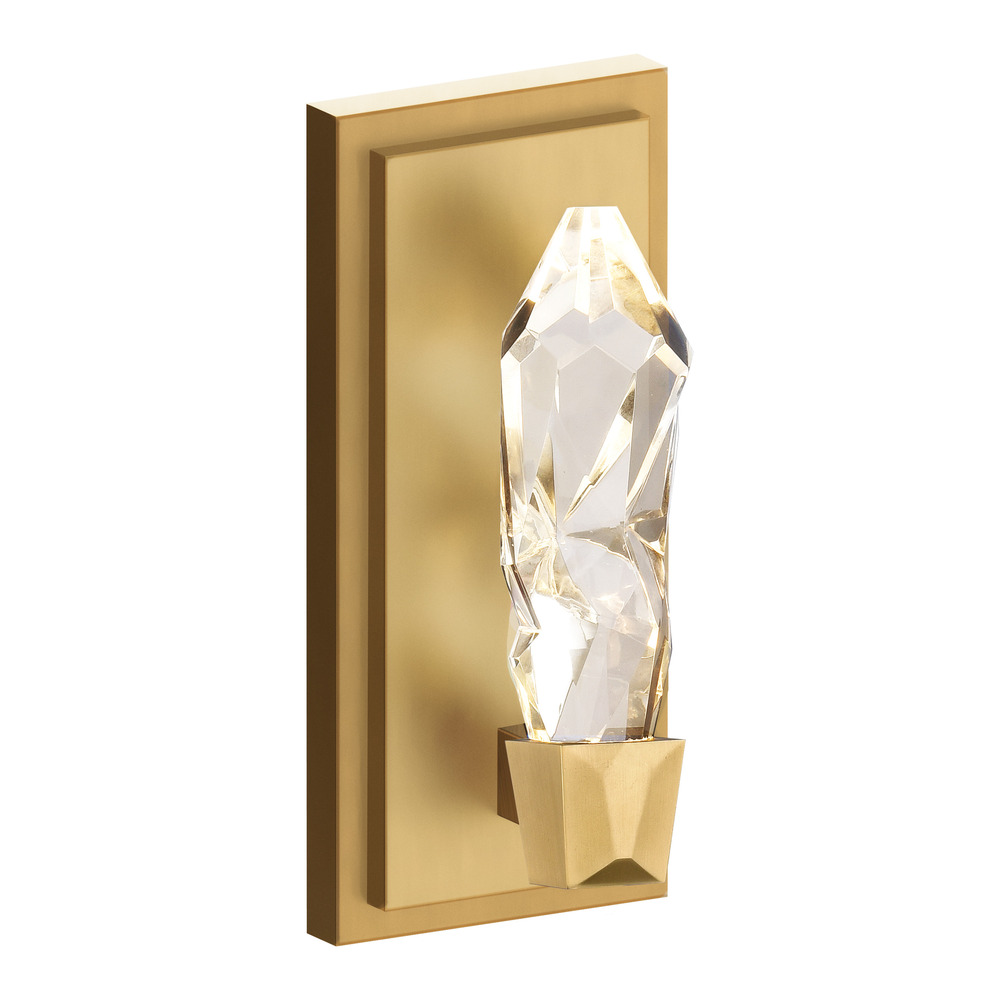 Angelus LED 1-Light, Crystal Vertical Wall Sconce in Aged Brass