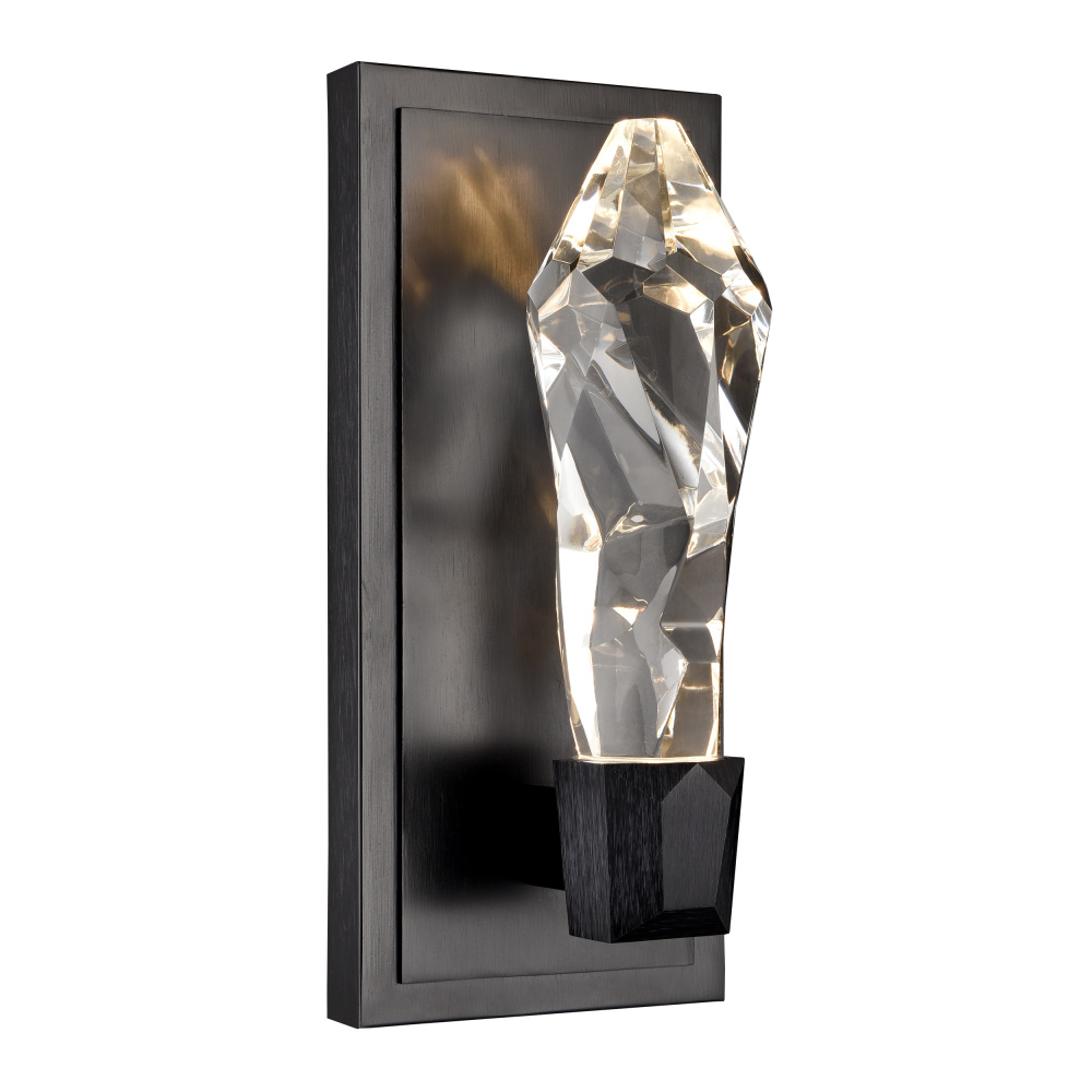 Angelus LED 1-Light, Crystal Vertical Wall Sconce in Brushed Black