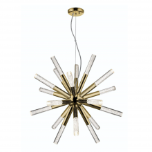 ZEEV Lighting CD10232-LED-GB - Empire 27" 18-Light, Seeded Acrylic LED Sputnik in Golden Brass