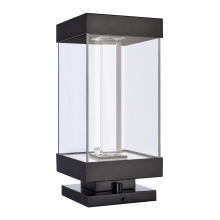 ZEEV Lighting EBP11110-LED-12S-MBK - Claro Outdoor LED 14" Square Glass Crystal Bollard in Matte Black