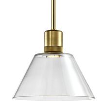 ZEEV Lighting P11701-LED-AGB-G13 - Zigrina Glass Cone LED Pendant with Knurl Ring Aged Brass