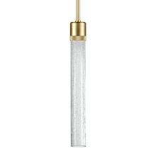 ZEEV Lighting P11701-LED-AGB-G6 - Zigrina 18" Crackled Glass LED Pendant with Knurl Ring Aged Brass