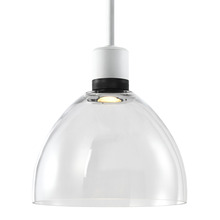 ZEEV Lighting P11702-LED-MW-K-SBB-G12 - Zigrina Glass Dome LED Pendant in White and Black Knurled Ring