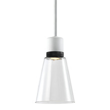 ZEEV Lighting P11702-LED-MW-K-SBB-G16 - Zigrina Glass Bell LED Pendant in White and Black Knurled Ring