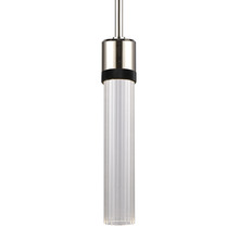 ZEEV Lighting P11703-LED-PN-K-SBB-G3 - Zigrina 12" Fluted Glass LED Pendant in Nickel and Black Knurled Ring