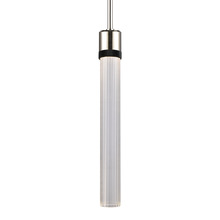 ZEEV Lighting P11703-LED-PN-K-SBB-G4 - Zigrina 18" Fluted Glass LED Pendant in Nickel and Black Knurled Ring